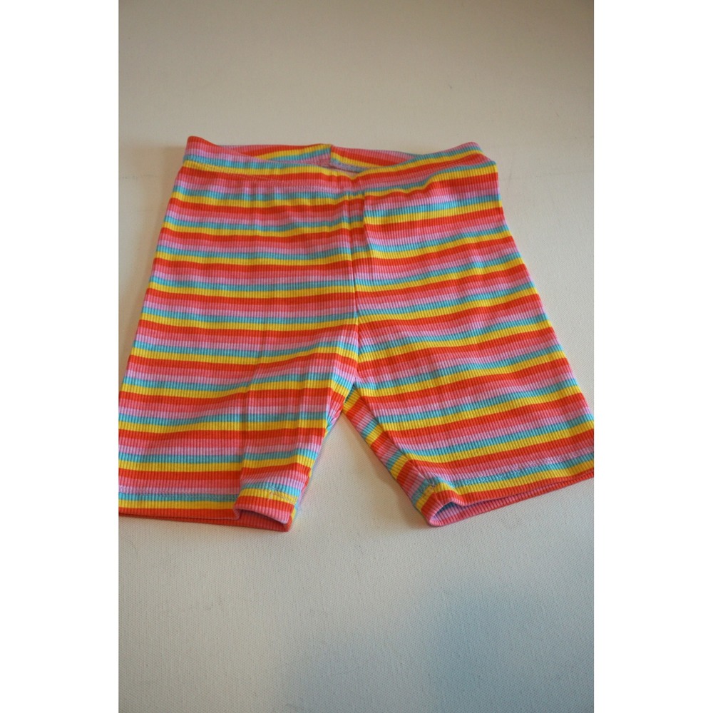 Cat & Jack Girls Rainbow Striped Ribbed Biker Shorts Size 5T Multi Color